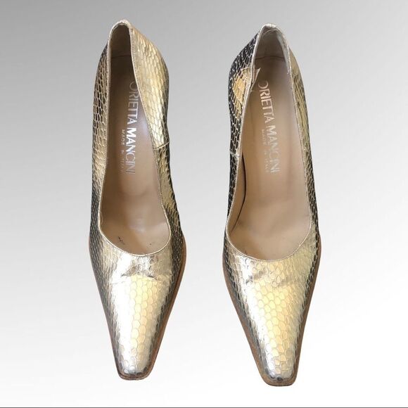 Orietta Mancini Vero Cuoio Gold Pumps , Size 38/7 - Picture 2 of 7